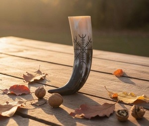 Cuerno de búfalo tallado de lujo para beber, con logotipo personalizado, estilo náutico, recuerdo ecológico - Product Image 1