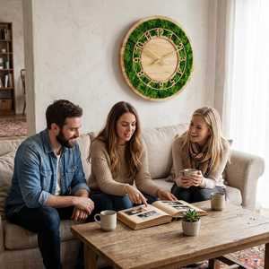 Moss <b>Design</b> Modern Analog Quartz Emerald forest wood slice <b>wall</b> <b>clock</b> Moss grove rustic wooden <b>wall</b> <b>clock</b> Woodland harmony moss - Product Image 3