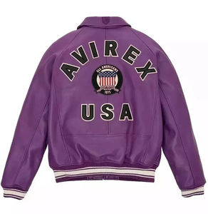 Vestes en cuir Avirex de style streetwear pour hommes, couleur unie, fermeture éclair, écologiques, imperméables, de haute qualité, vente en gros - Product Image 2