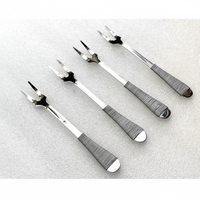 Fourchette à fruits en acier inoxydable doré avec manche à motif unique pour mariages, événements, restaurants – Ensemble de couverts finition polie