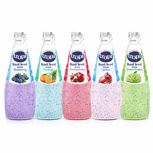 Fournisseur Vietnamien – Boisson aux graines de basilic en bouteille de verre 290 ml, saveur naturelle, OEM, marque privée, vente en gros, export - Product Image 1