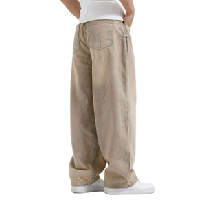 Men's Khaki Cotton Canvas <b>Harem</b> Pants Elastic Waist Casual Style With Side Pockets Midweight Autumn Wear - Product Image 2