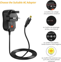 Alimentation électrique 36W 3V-12V 3A, adaptateur universel pour caméra CCTV, haut-parleurs, routeurs, lampe LED, tablette, liseuse électronique, radio, alarme, boîtier TV