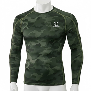 Vente en gros à faible MOQ : Rashguard MMA respirant pour hommes, manches longues, compression athlétique, col ras du cou, pour entraînement et musculation - Product Image 1