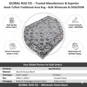 Alfombra Vintage Gris con Diseño Floral para Sala de Estar, Dormitorio, Decoración del Hogar, Patrón Clásico con Borde - Product Image 6