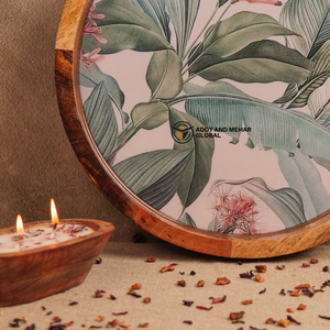 Handcrafted Mango Wood Epoxy Resin Storage Tray Decorative Floral Mosaic <b>Rectangle</b> Platter for <b>Coffee</b> <b>Table</b> & Home Decor - Product Image 6