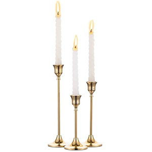 Antique Decorative Metal Taper Candle Holders Gold Set Of 2 Vintage Style Fluted Design Candlestick Holders For Home Wedding - Product Image 6