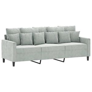 Canapé 3 places en velours gris clair 100% polyester avec textilène métallique pour salon - Product Image 2