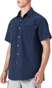 Chemise de pêche à manches courtes personnalisée pour hommes UPF 50 + protégée contre les UV 100% polyester respirant ventilé dos boutonné grande taille - Product Image 5