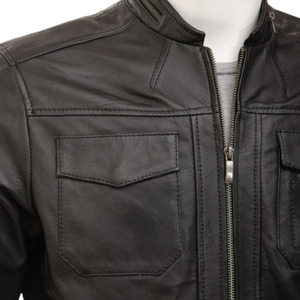 Chaquetas Casuales de Invierno de Cuero Genuino Premium para Hombre, Cuello Alto, Impermeables, con Cierre, Teñidas, Lavadas, Delanteras Suaves, Cómodas y Duraderas - Product Image 4
