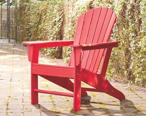 Chaise Adirondack en bois, design rustique d'extérieur, dossier ouvert, pieds effilés, motif graphique par transfert d'eau, durable, pour sols durs, jardin, plage - Product Image 2