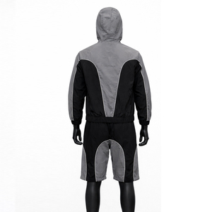 OEM Custom Breathable Summer Waterproof 100% Cotton Windbreaker <b>Zip</b>-<b>Up</b> <b>Jacket</b> and Shorts Set - Product Image 6