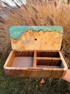 Christmas Gift Handmade Wooden Jewelry <b>Box</b> with Epoxy Resin Inlay, Rustic <b>Keepsake</b> <b>Box</b> for Him or Her - Product Image 6
