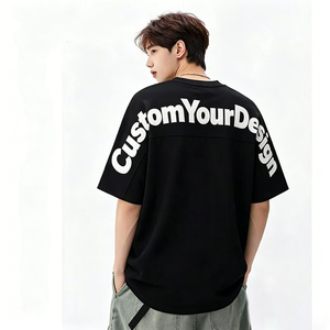 เสื้อยืดคอกลมแขนสั้นผู้ชายสีดำทรงปกติ ดีไซน์สั่งทำพิเศษ ผ้าเจอร์ซีย์คอตตอน 100% สวมใส่สบาย พร้อมโลโก้ด้านหน้า - Product Image 1
