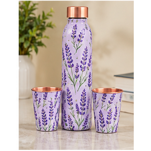 Bouteille d'eau élégante en cuivre avec motif marguerite, thermos de voyage portable avec couvercle - Product Image 5