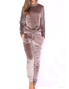Good Quality Thick Cotton Winter Rhinestones Fleece <b>Tracksuits</b> Youth Nylon Street Wear Female Velvet Custom <b>Velour</b> <b>Tracksuit</b> - Product Image 1