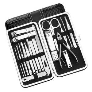 Ensemble de coupe-ongles en acier au carbone vert de 16 pièces, kit complet de manucure et de pédicure pour la maison avec outils de coupe-ongles - Product Image 1
