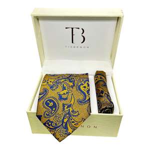 Cravate Benon 100% Soie Paisley Imprimé Cravates Combo de Motifs Floraux et Rayés Tissés Cadeaux Emballés dans une Boîte Cadeau - Product Image 3