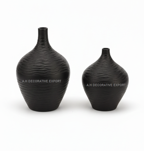 Juego de Jarrones de Aluminio Negro Mate Texturizado, Estilo Nórdico Moderno, Ecológicos, Minimalistas, Decoración para Mesa de Hogar y Oficina - Product Image 4