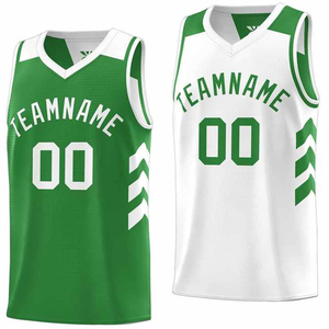 Conjunto de Uniforme de Baloncesto Personalizado con Degradado Verde y Blanco, Impresión Sublimada, Camiseta sin Mangas y Pantalones Cortos de Poliéster que Absorben la Humedad, Unisex para Adultos - Product Image 3