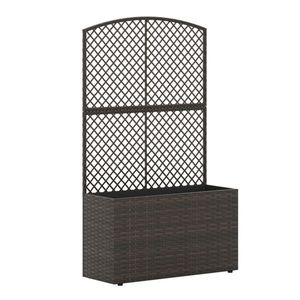 Fioriera da Esterno in Rattan PE Marrone da 49 Pollici con Piedini Regolabili, Letto Rialzato per Giardino con Traliccio e Recinzione - Product Image 6