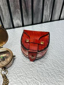 OLD WORLD TREASURE HANDICRAFTS BC-003 2'' Flat Brass Compass Embossed Leather Case Handmade Durable Promotional Office Use <b>Gift</b> - Product Image 4