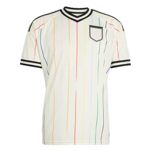 Maillot de football personnalisé pour homme, blanc rayé, col en V, manches courtes, respirant, en polyester, uniforme d'équipe - Product Image 1
