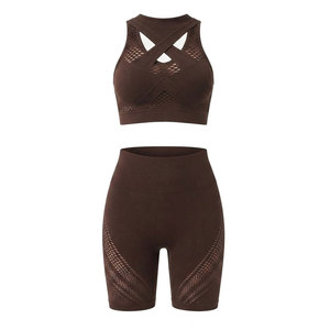 Ensemble de shorts de sport pour femmes, 2 pièces, extensibles, respirants, tenue de sport pour le yoga, la gym, la course à pied et l'entraînement - Product Image 1