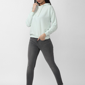 New custom Wholesale Latest Design New Arrival Women <b>Pullover</b> Hoodie & Sweatshirt Solid Color Custom Logo Blank Women Hoodies - Product Image 3