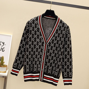 Cárdigan de Punto con Cuello en V Bordado para Mujer, Manga Larga, Frente Abierto, Prenda Exterior Informal de Moda, Suave y Cálida para Otoño e Invierno - Product Image 3