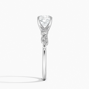 BOJ Ring 0108 <b>Cushion</b> Cut 925 Silver <b>Leaves</b> and Buds Setting Solitaire Diamond Ring 2ct D Color VVS1 Moissanite GRA Certified - Product Image 3