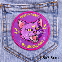 Patch Bordir Kain Felt Nonwoven Ramah Lingkungan yang Dapat Disesuaikan, Bergaya Trippy Pop Culture, Glitch Art, Anime Retro, Aplikasi Sete, Jahit Sendiri, Custom