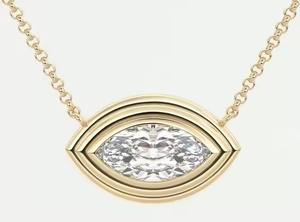 จี้เพชรทรงมาร์คีส์ประดับเพชรโมอิสซาไนต์ VVS ดีไซน์หรูหรา ตัวเรือนเงินแท้ 925 ชุบทอง ราคาสุดคุ้มสำหรับผู้หญิง - Product Image 3