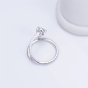 IGI Pear Shape Lab Grown Diamond Rings Wedding Jewelry Ring Simple Design Women Snake Shaped Open Ring - Product Image 4