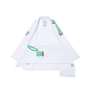 Pantalones de Karate Blancos con Logotipo Verde en la Espalda, Cintura Elástica, para Niños, Ropa de Artes Marciales, 100% Algodón Elástico, Corte Regular - Product Image 3
