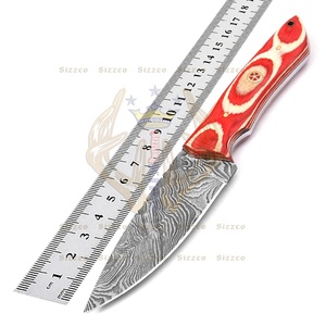 Sizzco-cuchillo de acero de Damasco hecho a mano, hoja fija forjada, para caza, acampada, regalo para él, mango de madera dura - Product Image 2