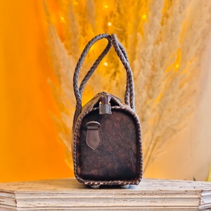 2026 Best Selling Fully Hair Fur Luxury 100% Genuine Leather <b>Mini</b> Speedy Duffle Bag Two Handle Carry Premium Quality Travel Bags - Product Image 5