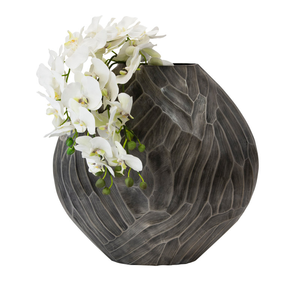 Vase à fleurs moderne en aluminium fait main, finition noire, style côtier, écologique, décoration de table pour la maison ou le bureau à prix avantageux - Product Image 2