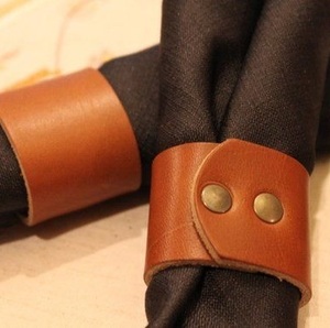 Modern Minimal Leather Napkin Ring Reusable Eco-Friendly Metal Button Premium Dining <b>Table</b> Decor for Restaurant Hotel Wedding - Product Image 6