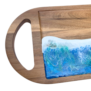 Planche à découper en bois avec design en résine vague océanique, décoration de cuisine moderne, objet d'art - Product Image 3
