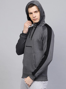 Sweat-shirt à capuche gris pour homme, coupe classique, manches raglan noires, en tissu molletonné, idéal pour l'automne – Vente en gros - Product Image 6