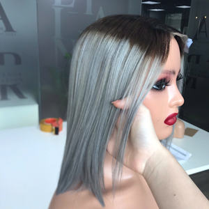 Precio al por mayor 100% Raw Virgin Vietnamita Human Lace Peluca corta Trama Hueso Recto Color gris Super Double Drawn Extensiones de cabello - Product Image 2