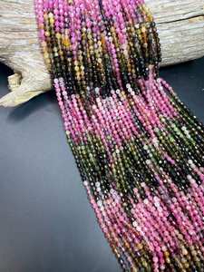 Cuentas de Turmalina Natural, Forma de Barril Facetado, Hermosas Gemas Multicolores, Hilo Completo de Alta Calidad - Product Image 5
