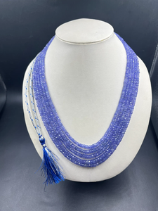 Collier Rondelle à Facettes Tanzanite 5 Brins Collier Tanzanite Naturelle 3-4mm - Product Image 2