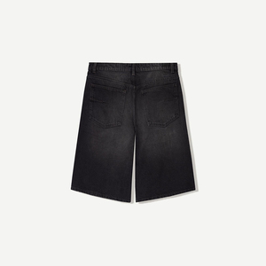 Shorts en jean pour homme, couleur unie, brodés, respirants, été, 100% coton, vintage, décontractés, coupe droite, multi-poches - Product Image 5
