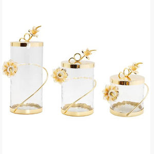 Ensembles de récipients de rangement ronds en marbre pour comptoir de cuisine, avec couvercle doré à motif floral, qualité alimentaire, vente en gros, personnalisables - Product Image 5