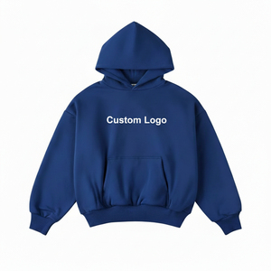 Sweat-shirt à capuche en polaire bleu pour homme, couleur unie, coupe classique, poche avant, décontracté, hiver, respirant, design tricoté écologique - Product Image 1