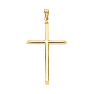 Colgante de cruz latina chapado en oro de 18 quilates, uso diario sofisticado simplemente clásico con abalorios de joyería de latón con diamantes para mujeres y hombres - Product Image 1