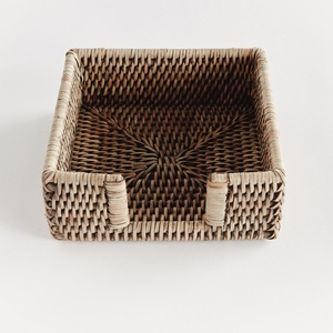 Napkin organizer baskets hand weaving rattan napkins holder dessert table decor organizers - Product Image 3
