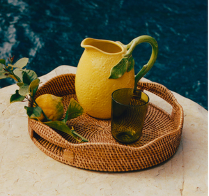Plateau en verre et rotin pour bétail, design élégant avec poignée, prix abordable et bonne qualité - Product Image 1